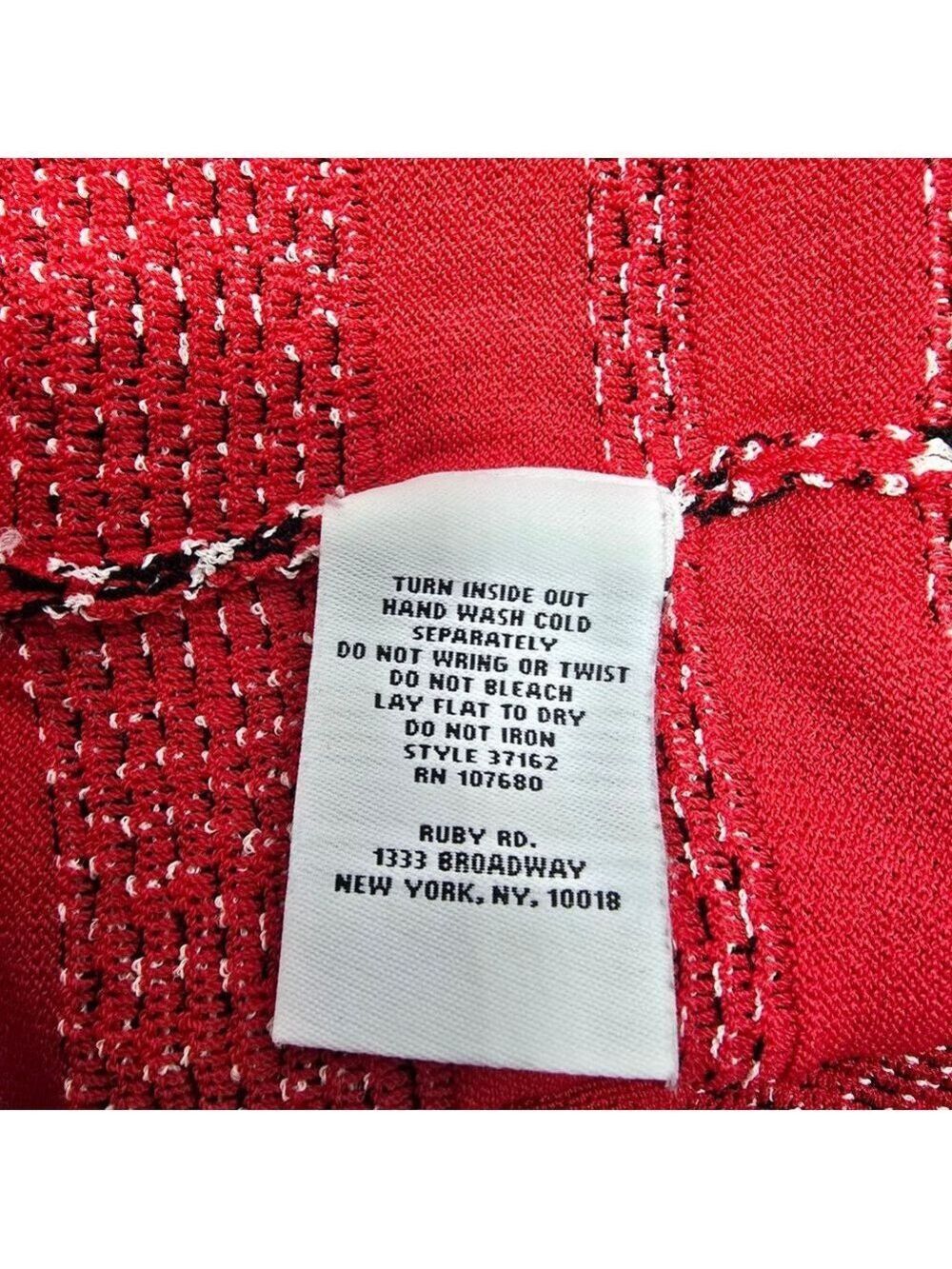 Women's Ruby Rd. Red & Black Patterned Cardigan Sweater L - Picture 7 of 10